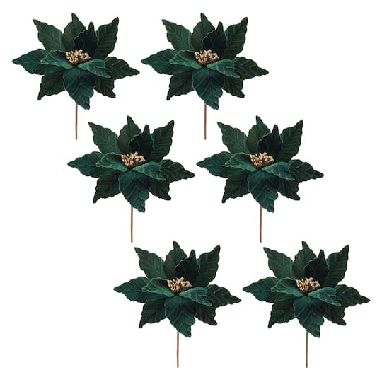 Forest Green Poinsettia Stems, 6ct. By Melrose | 21" | Michaels®